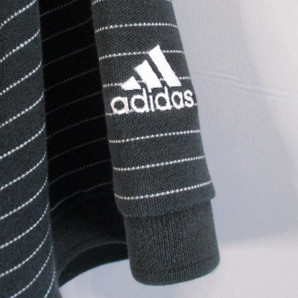 Adidas Climalite Men's Short Sleeve Black & White Striped Shirt Size Large - Picture 5 of 12